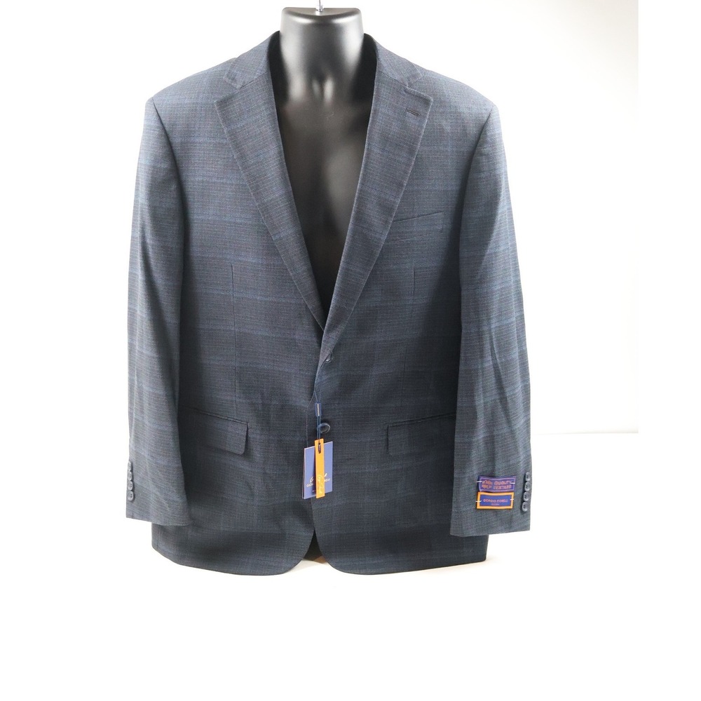Giorgio Fiorelli Suit 2BT Vent Nopleat Blue Plaid 44R 38W NWT